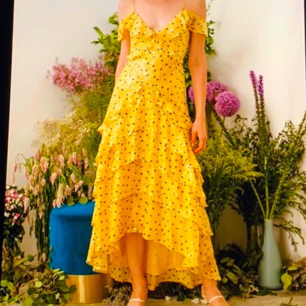 SAU LEE yellow sequins dress. Size 8. NEVER WORN!